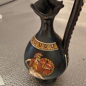 Vintage GreekTerracotta Hand Painted Jug